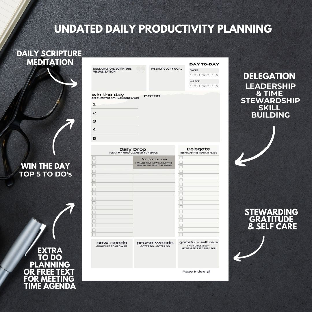 (faith+work+life) Productivity Planner | 8.5×11″ Original Sky Design